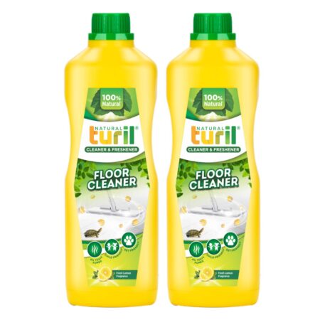 Turil Floor Cleaner (Fresh Lemon) 1L Pack of 2, Streak-Free Shine, Pet & Child Friendly, Skin-Safe, Long-Lasting Fragrance, Suitable for Kitchen, Ceramic, Marble, Granite & Tile