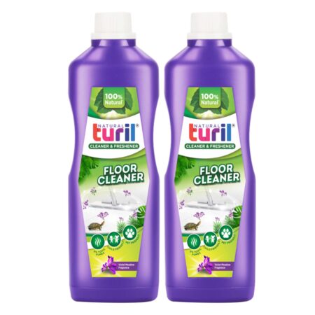 Turil Floor Cleaner Violet Meadow Pack (2 x 1L), Shiny, Clean Floors, Pet & Child Friendly, Skin-Safe & Non-Irritating, Long-Lasting Fragrance,Suitable for Kitchen, Ceramic, Marble, Granite & Tile